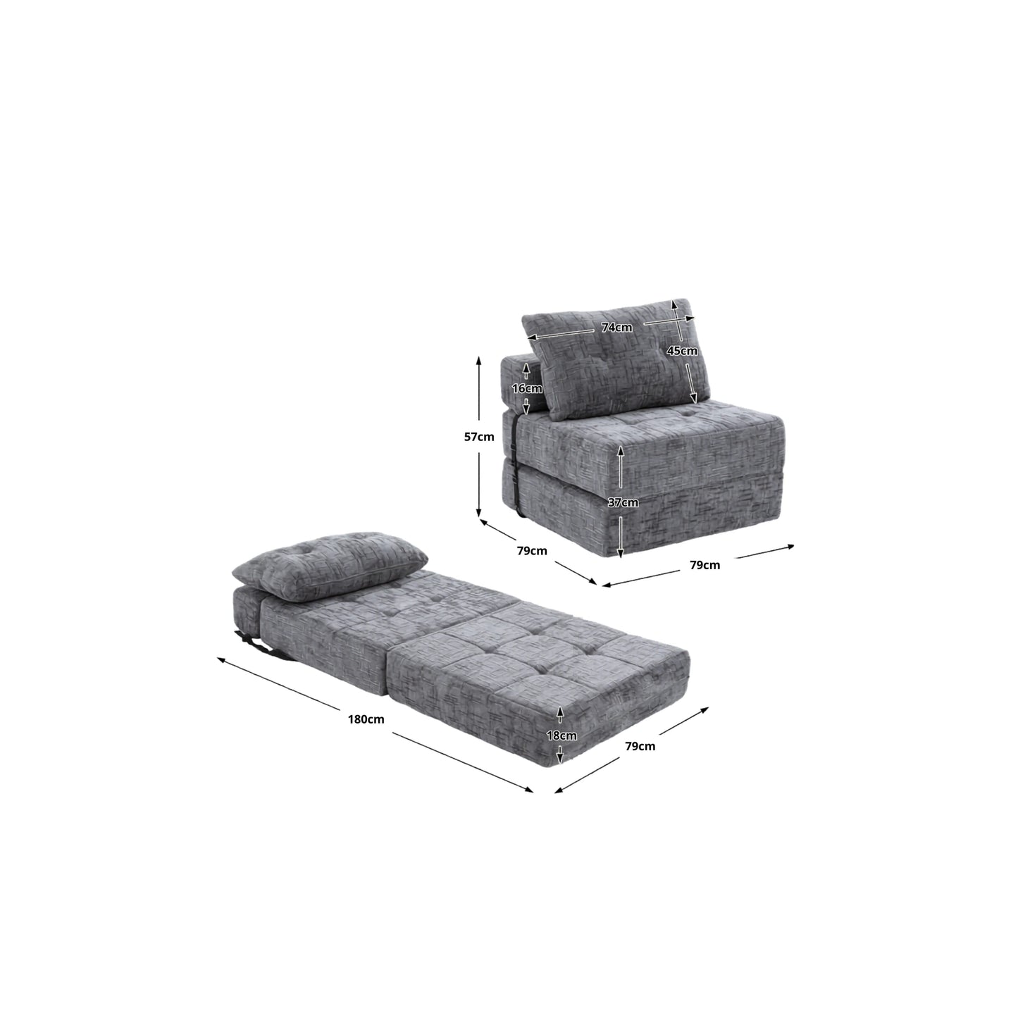 Chauffeuse Convertible SOVO — Gris Clair
