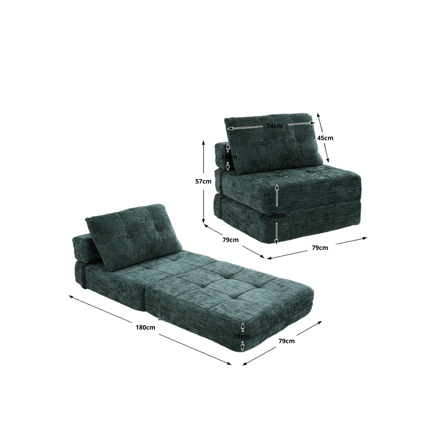 Chauffeuse Convertible SOVO Vert Sapin