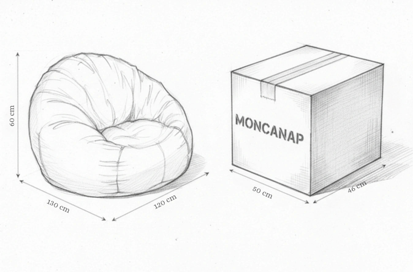 Pouf Géant MOONA Teddy Bleu Marine — Repose-Pieds & Siège d'Appoint | MONCANAP
