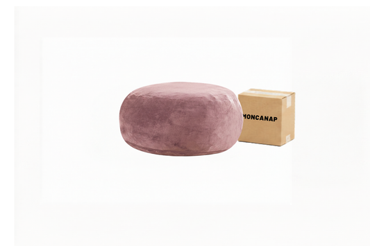 Pouf Géant MOONA Teddy Rose — Repose-Pieds & Siège d'Appoint | MONCANAP