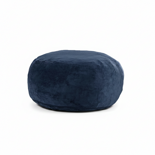 Pouf Géant MOONA Teddy Bleu Marine — Repose-Pieds & Siège d'Appoint | MONCANAP