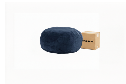 Pouf Géant MOONA Teddy Bleu Marine — Repose-Pieds & Siège d'Appoint | MONCANAP