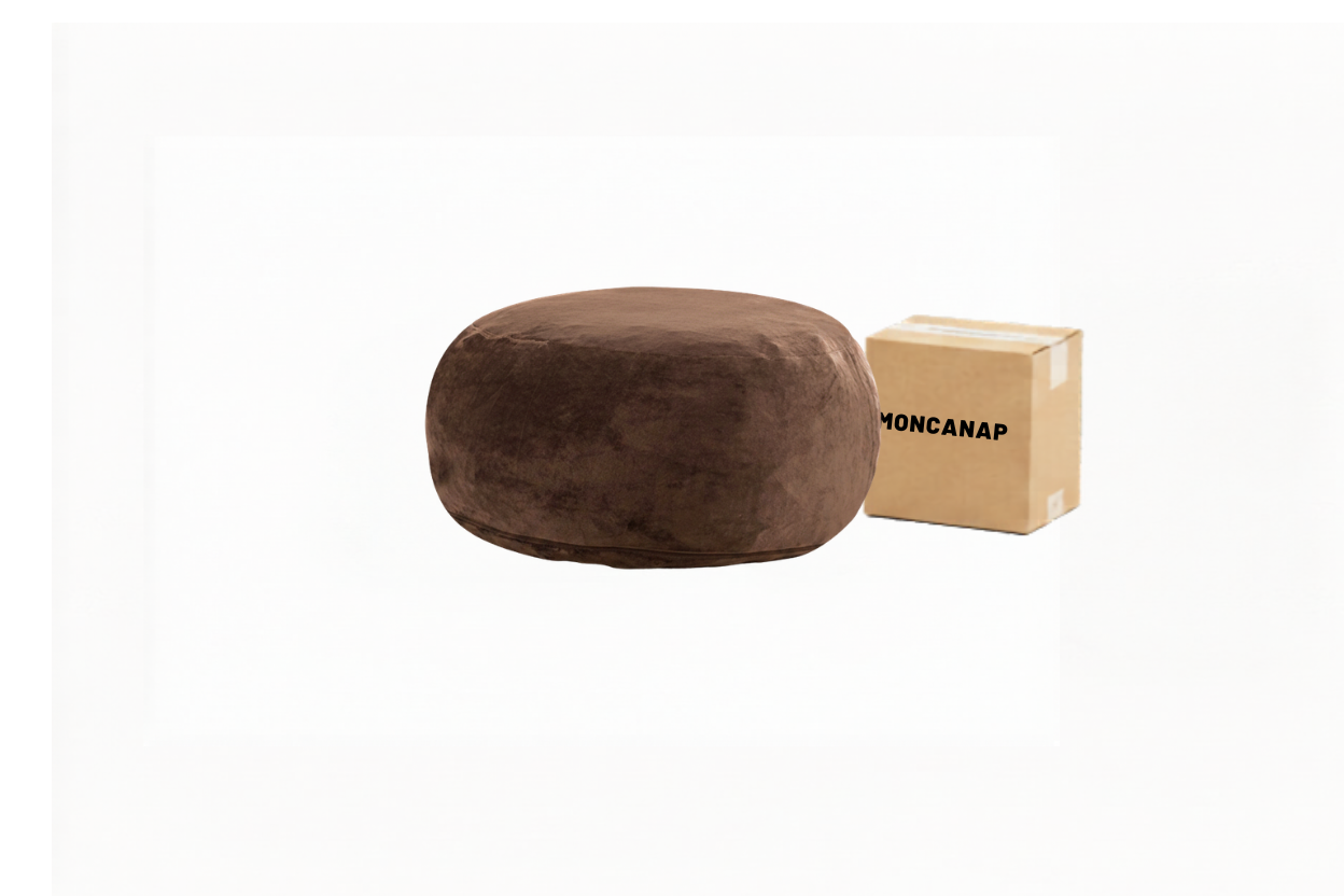 Pouf Géant MOONA Teddy Marron — Repose-Pieds & Siège d'Appoint | MONCANAP