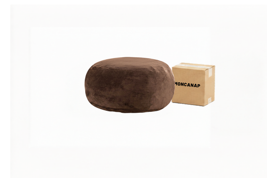 Pouf Géant MOONA Teddy Marron — Repose-Pieds & Siège d'Appoint | MONCANAP