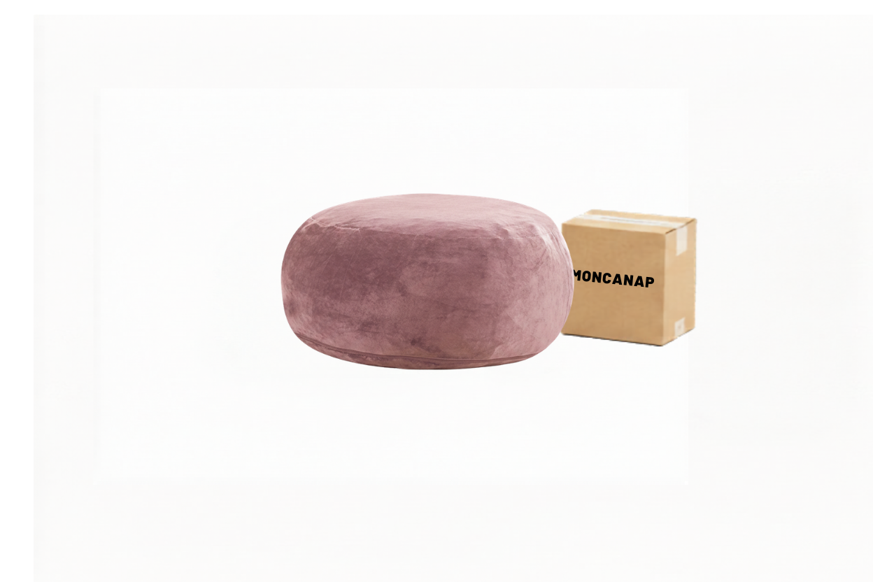 Pouf Géant MOONA Teddy Rose — Repose-Pieds & Siège d'Appoint | MONCANAP